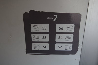 Étiquette de compartiment à 6 couchettes sur le train de nuit Paris ↔ Perpignan ↔ Port-Bou
