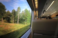 Paysage suédois depuis la fenêtre du train Göteborg – Kil