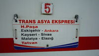 Panneau du train Trans Asya Ekspresi (Istanbul - Téhéran)
