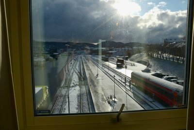 Voies de triage dans la gare de Bodø (Norvège)